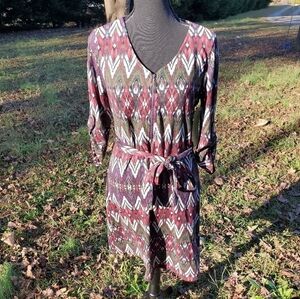 𝅺Beautiful red & green earth tone midi dress NEW medium